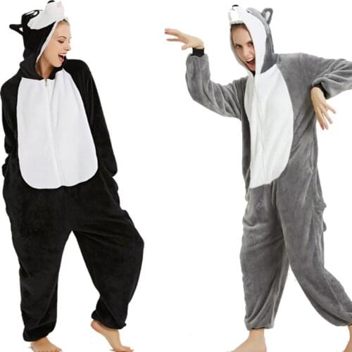 Winter Kigurumi Adult Flannel Onesie Pajamas Husky unicornio Soft Sleepwear Unicorn Pajamas Set Women Men Unisex Husky Nightie