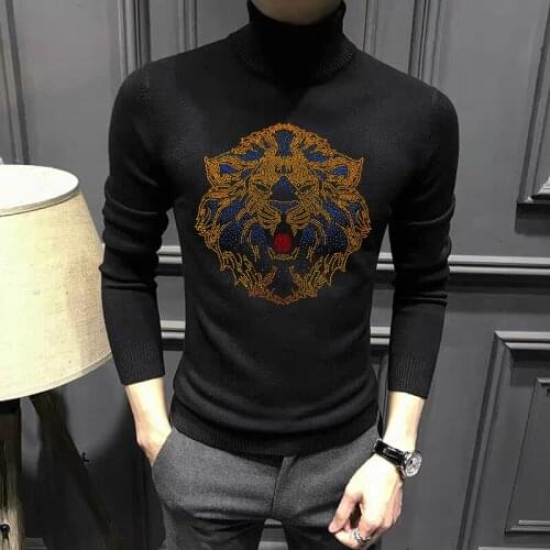 Winter Woolen Clothes Warm Casual Mens Turtleneck Sweater Soft Knitted Long-Sleeved Hot Drill Tops Pullover