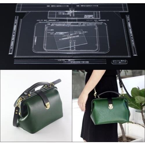 1 Set Shoulder Satchel Bag Handbag Sewing Pattern DIY Handmade Leather Template Leather Durable Acrylic Stencil 30*28*14cm