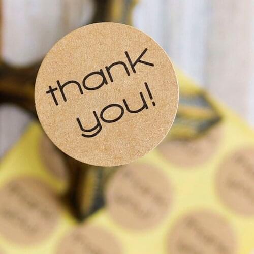 120pcs Kraft Seal Sticker Thank You Circle Paper Point Sticker Self-adhesive DIY Paper Label Dia. 3cm