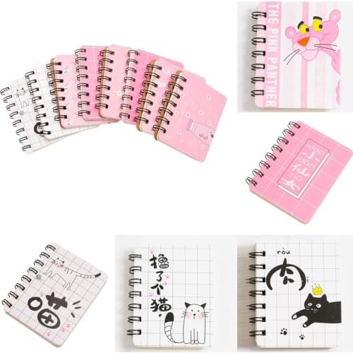 16 Styles Kawaii Cute Pink Panther Memo Pad Korean Stationery Student Rollover Coil Notebook Portable Notebook School Supplies