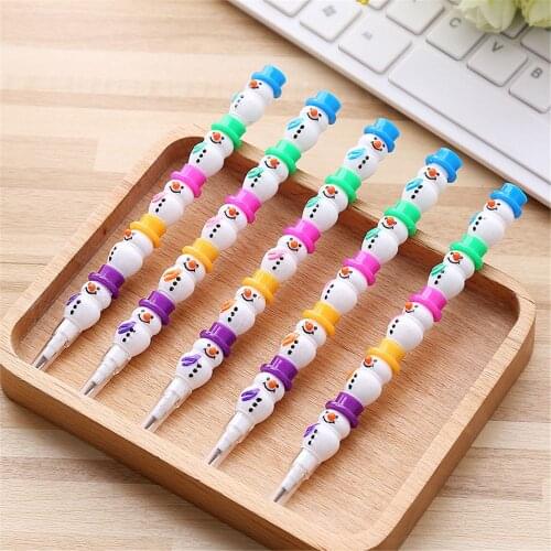 2*5 Segments Assembled Cartoon Snowman Pencils Students Standard Pencil Set Kids Gifts Office School Supplies Kawaii Stationery