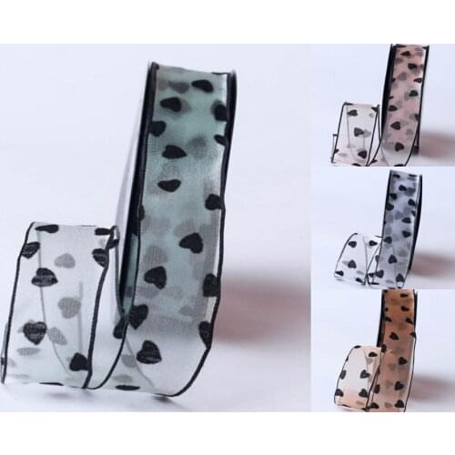 25mm/38mm Heart Shape Snow Yarn Ribbon 9m DIY Bow Hair bags Accessories Head Bow Bunch Packaging Material Shoe Clothing