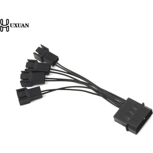 4 Way 3 Pin Computer Power Multi Fan Connector Durable Black Cable Extension Splitter Adapter