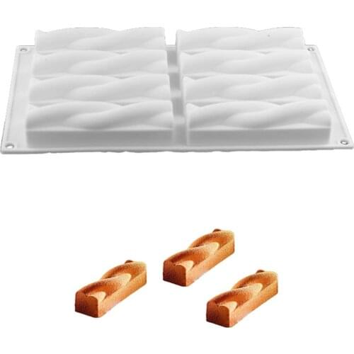 8 Cavity Rectangle Silicone Mold Hemp Flowers Cake Mold For Baking Mousse 3D Mould Pan Pastry Cake Tools