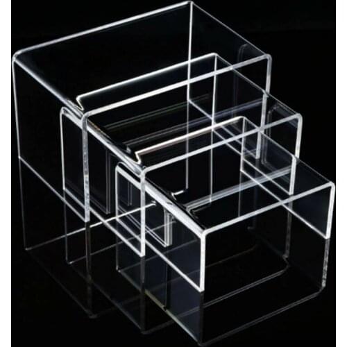 3PCS Acrylic Detachable Ladder Frame Perfume Jewelry Display Rack Transparent Ladder Shelf Store Display Tools