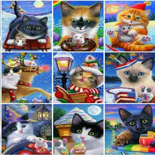 Diamond Painting Animals Cat Elk Full Drill 5D DIY Cross Stitch Diamond Embroidery Kit Mosaic Christmas Home Decoration Gift