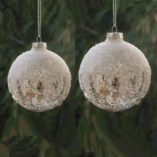 Free Shipping 2pcs/pack Surface Beads Sticking Glass Ball Christmas Tree Hanging Decorative Globe Handmade Friend Gift