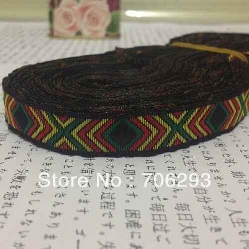 Free Shipping wholesale 1/2'' (12mmx20yards) 100%Polyester Woven Jacquard Ribbon black and green red diamond waves ribbon