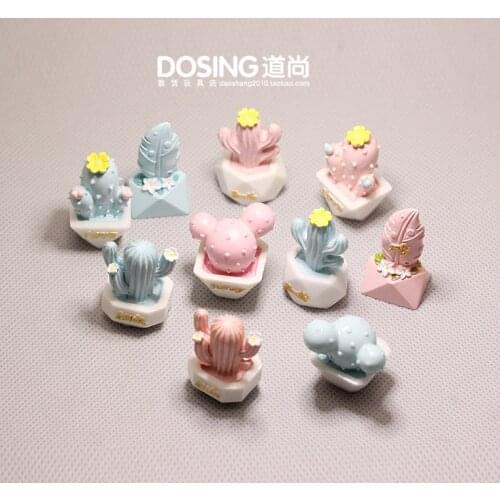 Bonsai Plant Model Ornaments Mini Pink Cactus Blue Prickly Pear Fairy Garden Moss Miniatures Accessories Decor Toys for Children