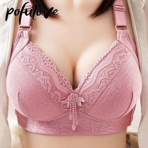 Women Lingerie Plus Size Bra Sexy Lace Bras Floral Bralette Push Up Bra Pink Fashion Bracier De Mujer Soutien Gorge Femme