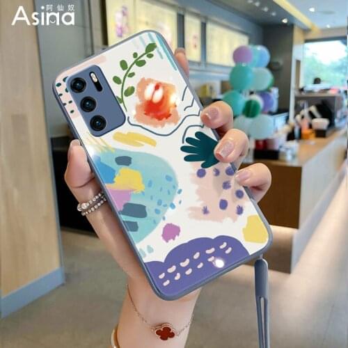 ASINA Tempered Glass Case For Huawei P40 P30 P20 P Smart 2019 Cover Cartoon Bumper For Nova3 3i 5t 7 8 Pro Flower Coque Capas