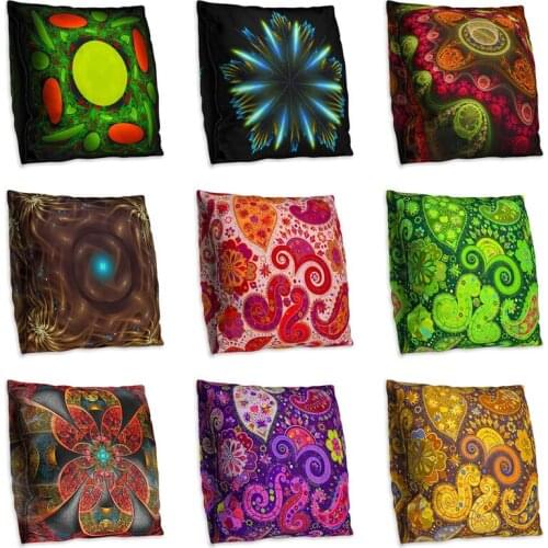 Geometric Pillow Case Waist Throw Home Soft Mandala Flowers Throw Seat Pillow Covers Home 45cm*45cm