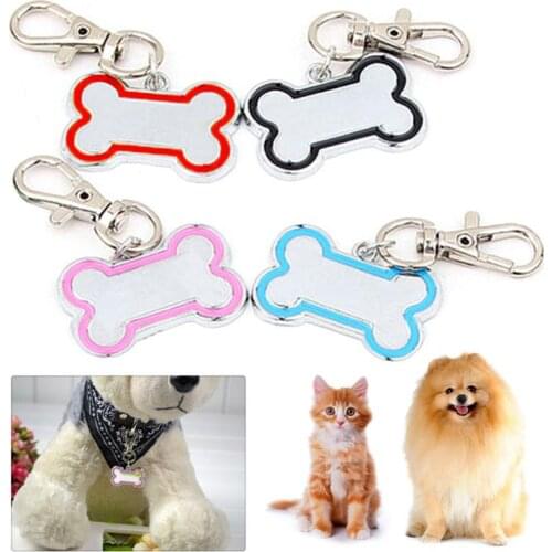 1 Pcs Zinc Alloy Bone Shaped Dog Cat ID Name Tags Dog Accessories Personalized Engraving Pet ID Tag 4 Color Cat Dog Carriers