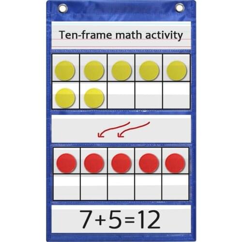 Godery Ten-Frame Set Pocket Chart for Classroom and Homeschooling, Math Manipulative 10 Frame Activity Chart for Kids Counting