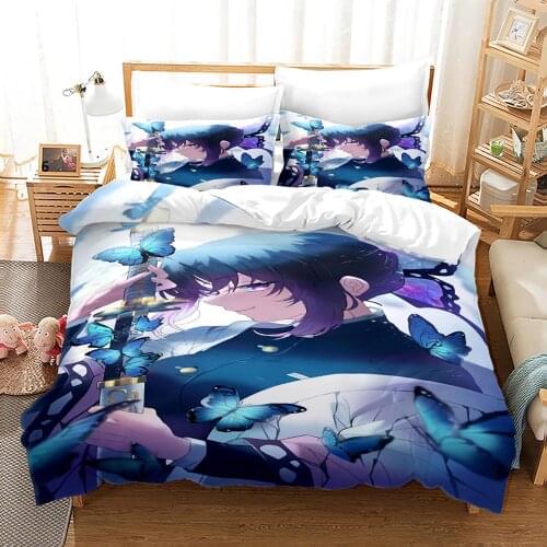 Demon Slayer Bedding Set Single Twin Full Queen King Size Demon Slayer Bed Set Children Kid Bedroom Duvetcover Sets 3D Print 029