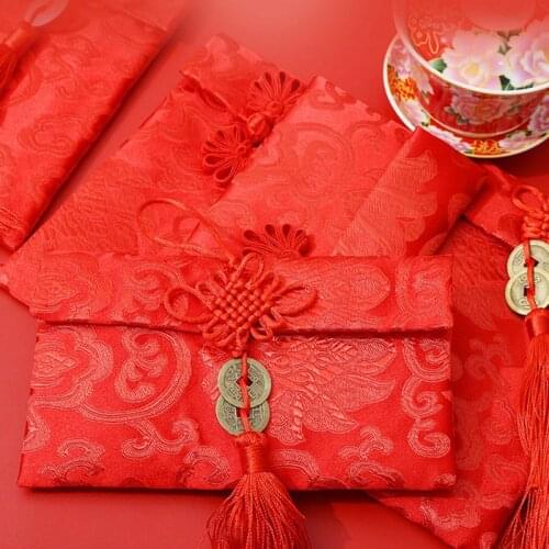 Lucky Money Bag Chinese Style Red Envelope Cloth Happy New Year Art Betrothal Gift Bag High-grade Brocade Wedding Tassel Bags