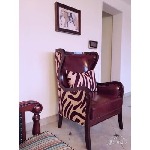 Louis Fashion Sofa Chair European American Style Leather Chair Single Personality Tiger Zebra Villa High Back Fabric