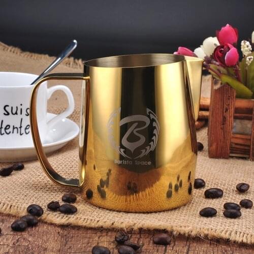 Barista Space Gold Steel Milk Pot Pitcher 350 ml