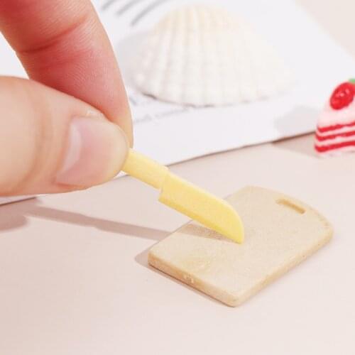 1Set 1:12 Dollhouse Miniature Kitchen Food Knife+Chopping Block Set Doll House Accessories