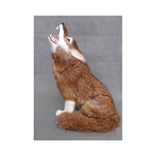 Simulation cute squatting wolf 19x10x25cm model polyethylene&furs wolf model home decoration props ,model gift d328