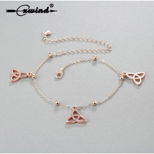 Fashion Bohemia Knot Rune Pendant Anklet Beach Feet Leg Jewelry Simple Pull Beads Bobo Anklet Bracelet For Women Foot Jewelry