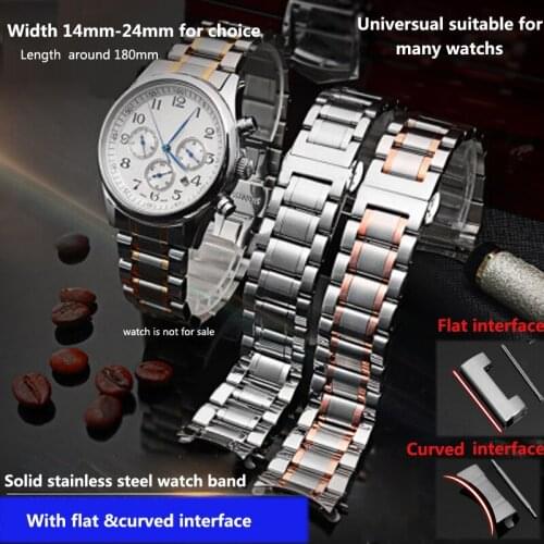 Mens and womens solid steel bracelet couple metal watch belt Adaptor for renault bunton Binger 14 15 16 17 18 19 20 22