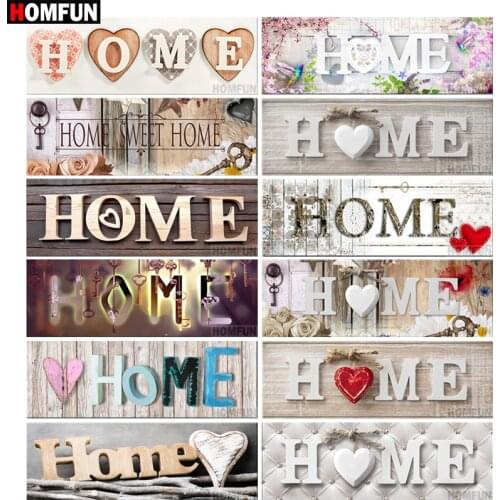 HOMFUN Full Square/Round Drill 5D DIY Diamond Painting "Home Sweet Home" 3D Embroidery Cross Stitch 5D Home Decor Gift BK01