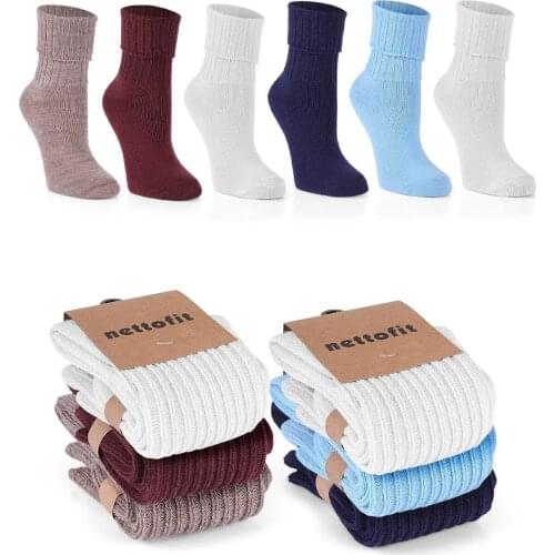 6 piece Female Winter Woolen Sleeping Stocking Soft Touch Color Socks Hot Thermal Wool Women 'S Stockings Set Gift Women Socks