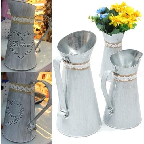 2 Sizes Country Style Rustic Desktop Floor Vase Vintage Shabby Chic Jug Garden Watering Kettle Pot Home Decoration Craftwork