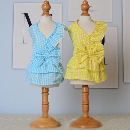 Small Dog Clothes for Chihuahua Poodle Beagle Yorkies Terrier Pug Dog Vest Puppy Skirt bowknot Dress Spring Summer Pet Clothing