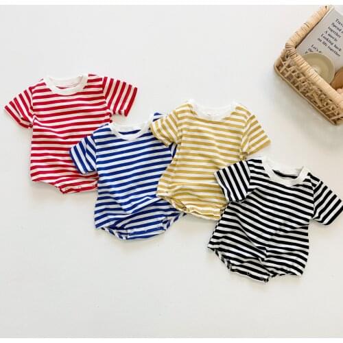 0-3T Newborn Kid Baby Boys Girls Clothes Short Sleeve Striped Romper Summer Jumpsuit Cute Sweet Cotton New born Body suit Outfit