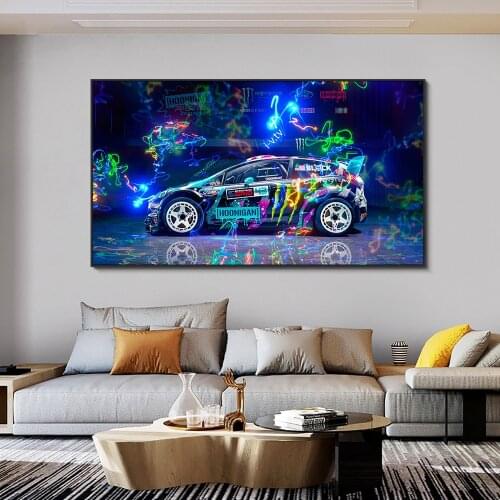 Graffiti Art Sports Car Canvas Paintings on the Wall Posters and Prints Wall Art Decorative Pictures for Living Room Home Decor