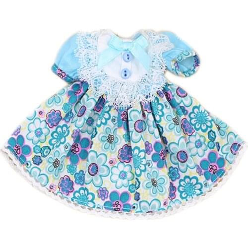 Fortune Days DBS 1/6 bjd blue flower dress with hair band dress up for 30cm doll toy