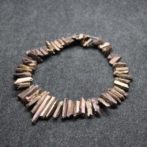 Approx 53pcs/strand Raw Brown Crystal Quartz Top Drilled Point Pendants ,Rock Quartz Crystal Graduated Jewelry Making Beads