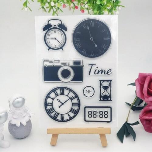 Cute Clock Transparent Clear Silicone Stamp Seal DIY Scrapbook Rubber Stencil Embossing Diary Decoration Office School Supplies