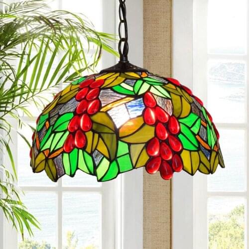 Tiffany large stained glass lighting fruit beach pendant light french country bohemian multi color hanging drop light foam pack