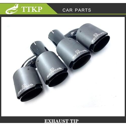 Remus 2 pcs 57MM-101MM car modified carbon fiber tube stainless steel double matt black carbon exhaust pipe tail muffler shape