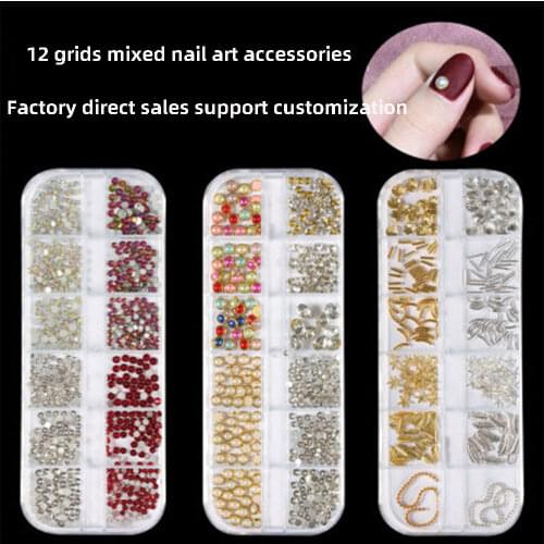 LEAMX New Japanese Nail Decoration Nail Art Diy Jewelry Decoration Hollow Metal Rivet Edging Pearl Rhinestone Nail Accessories