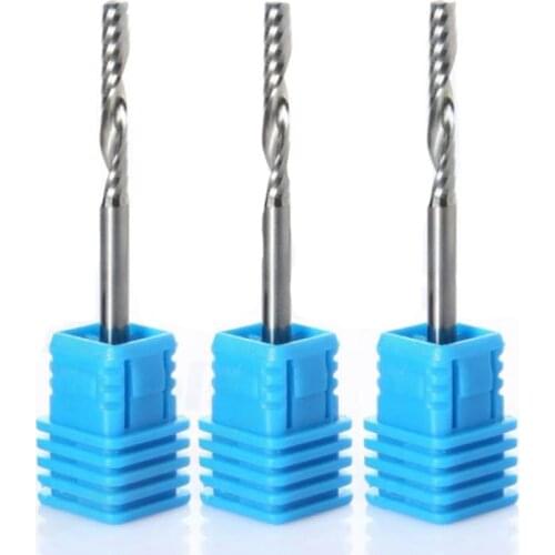 3.175mm Shank Tungsten Carbide Steel 1 Flute Spiral Milling Cutter Engraving Machine CNC Tool For PVC, MDF, Plywood, Solid wood
