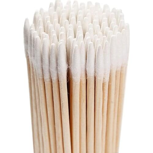 High Quality 5 Bags 500pcs Wooden Cotton Stick Swabs Buds For Cleaning The Ears Eyebrow Lips Eyeline Tattoo Makeup Cosmetics