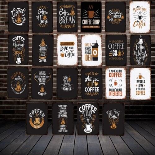 [ WellCraft ] Custom Coffee quote metal signs Funny cafe Decor LT-1924