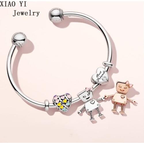 XIAOYI jewelry 100% S925 11 charm open bracelet 596477 classic personality simple woman gentle wedding party beautiful