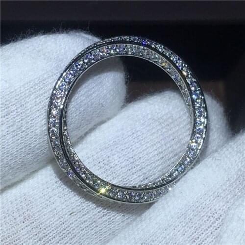 Cross ring Pave setting AAAAA zircon cz Engagement Wedding Band Rings for women White Gold Filled 925 silver Bridal Jewelry