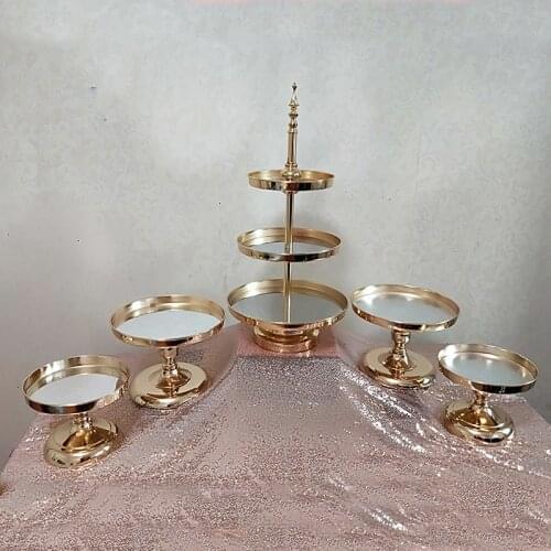 1 Pcs-5 Pcs Spiegel Bruiloft Decoratie 2 Of 3 Tier Cupcake Display silver Metal Cake Stand