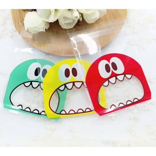 100pcs10x10+3cm Cute Monster Bakery Cookie Candy Sweet Biscuit Gift Soap Cello OPP Plastic Bag kids Birthday Wedding Decorations