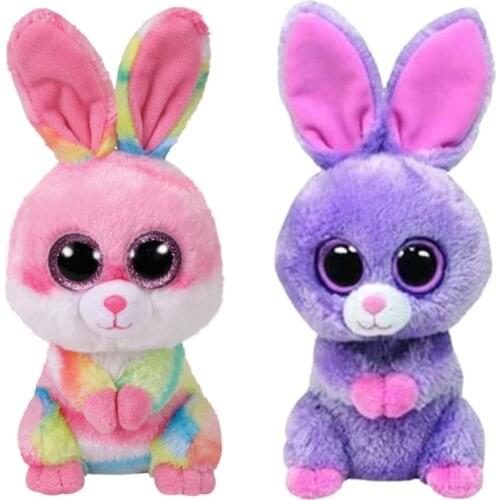 15cm Ty Big Eyes Stuffed Pea Stuffed Animal Beanie Rabbit Collection White Bunny Doll Boy Girl Birthday Gift