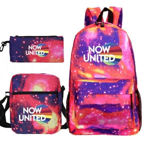3 PCS/set Mochila Now United Backpack Men School Bags for Teenage Girls UN Team Plecak Pencil Case Shoulder Bag Pack Bookbag
