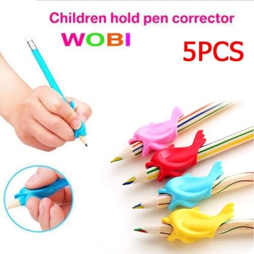 5 Pcs Silicon Dolphin Fish Style Writing Posture Wobi Correction Children Students Pencil Pen Holder Best Price