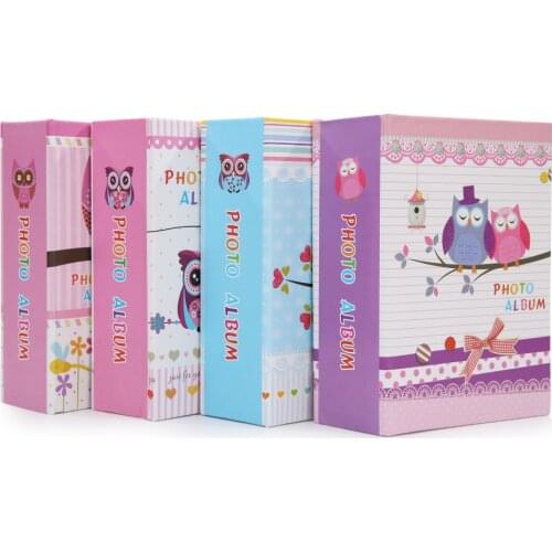 6 inch Photo Album 100 Sheets Family Wedding Pictures Storage Case Cartoon Owl Girl Print Cover Memory Book 12x16.5x5cm